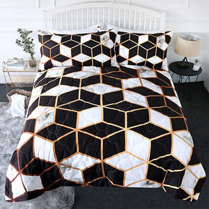 4 Pieces Beehive Pattern Blocks Comforter Set - Beddingify