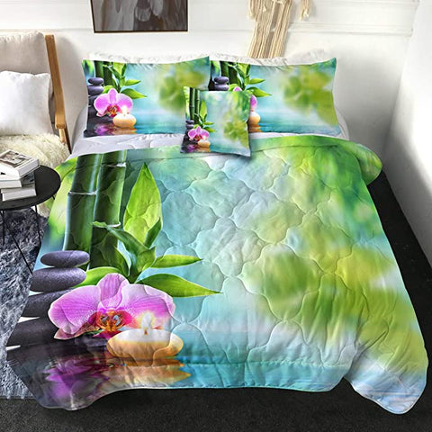 Image of 4 Pieces 3D Zen Corner Comforter Set - Beddingify