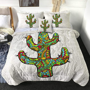 4 Pieces Pattened Cactus Comforter Set - Beddingify