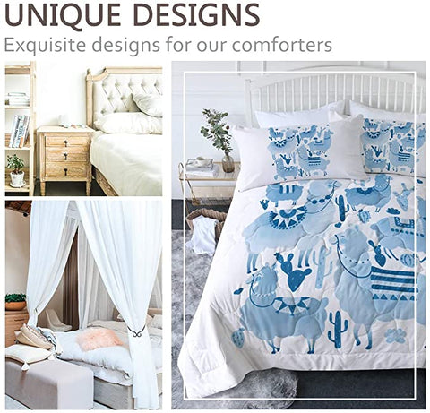 Image of 4 Pieces Dessert Llamas Comforter Set - Beddingify