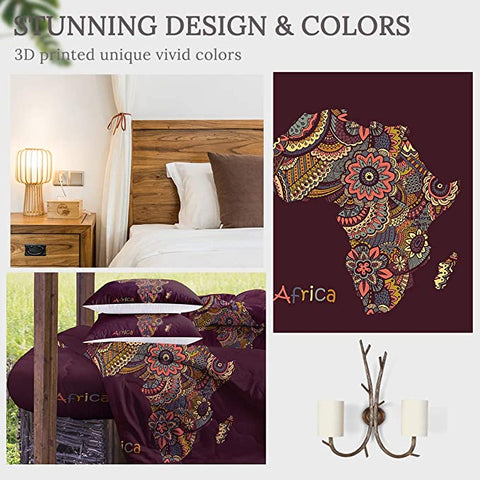 Image of 4 Pieces Patterned Africa Continent Comforter Set - Beddingify