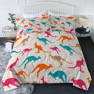 4 Pieces Colored Shadow Kangaroos Comforter Set - Beddingify