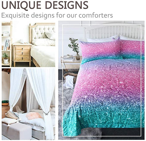 Image of 4 Pieces Glitter Color Transition Comforter Set - Beddingify