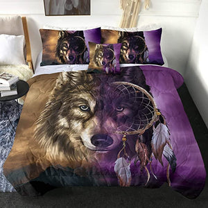 4 Pieces 3D Contrast Wolf Comforter Set - Beddingify
