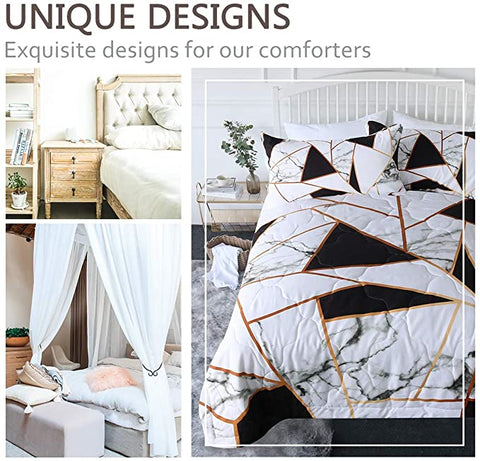 Image of 4 Pieces Marble Tiles Comforter Set - Beddingify