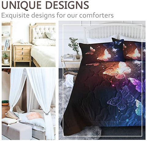 Image of 4 Pieces Pixie Butterflies Comforter Set - Beddingify