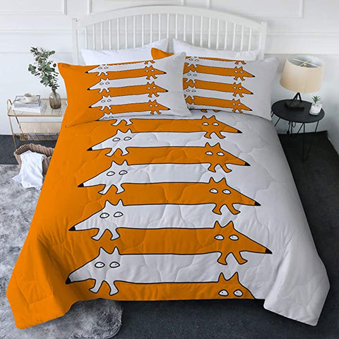 Image of 4 Pieces Fox Stripes Comforter Set - Beddingify