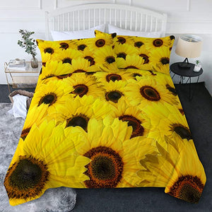 4 Pieces 3D Sunflowers Comforter Set - Beddingify