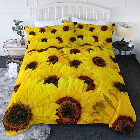 Image of 4 Pieces 3D Sunflowers Comforter Set - Beddingify
