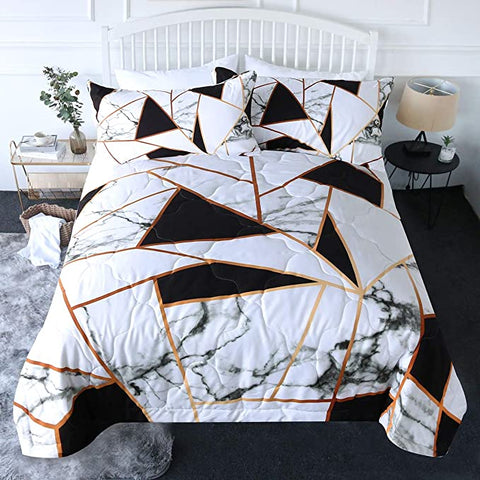 Image of 4 Pieces Marble Tiles Comforter Set - Beddingify