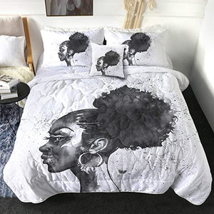 4 Pieces Draw African Lady Comforter Set - Beddingify