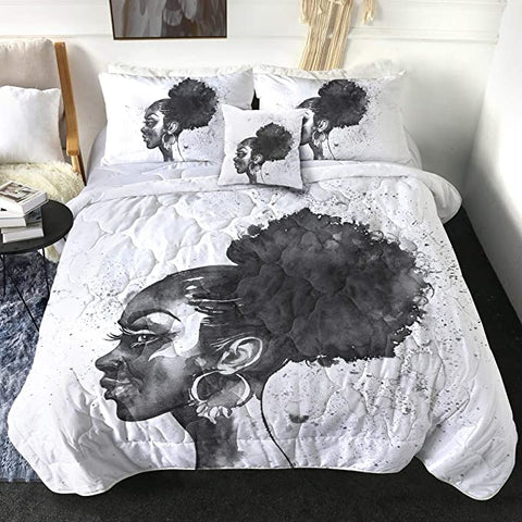 Image of 4 Pieces Draw African Lady Comforter Set - Beddingify