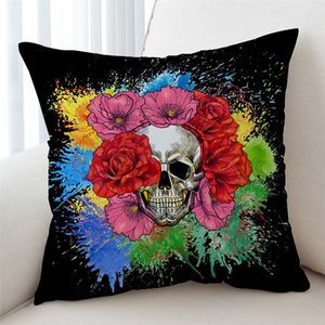 Skull On Color Cushion Cover - Beddingify