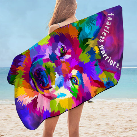 Image of Fighting Colored Wolf Bath Towel
