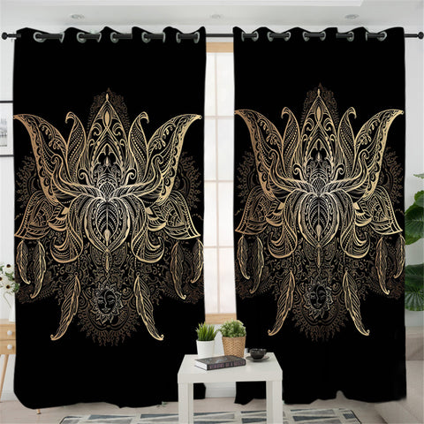Image of Bohemian Flower Moon 2 Panel Curtains