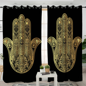 Gold Hamsa 2 Panel Curtains