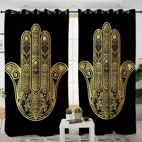 Image of Gold Hamsa 2 Panel Curtains