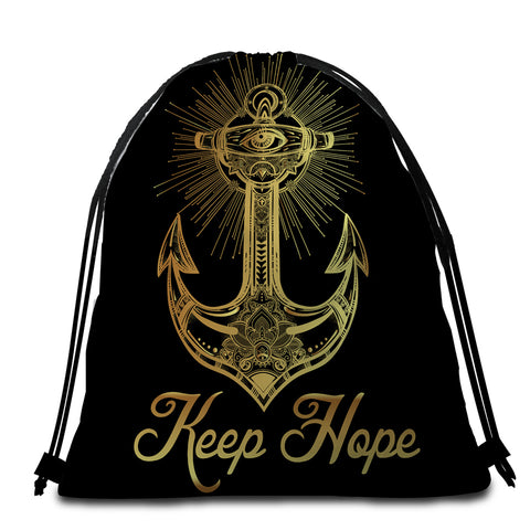 Image of Keep Hope Regal Anchor Round Beach Towel Set - Beddingify