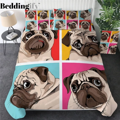 Image of Four Pugs Comforter Set - Beddingify