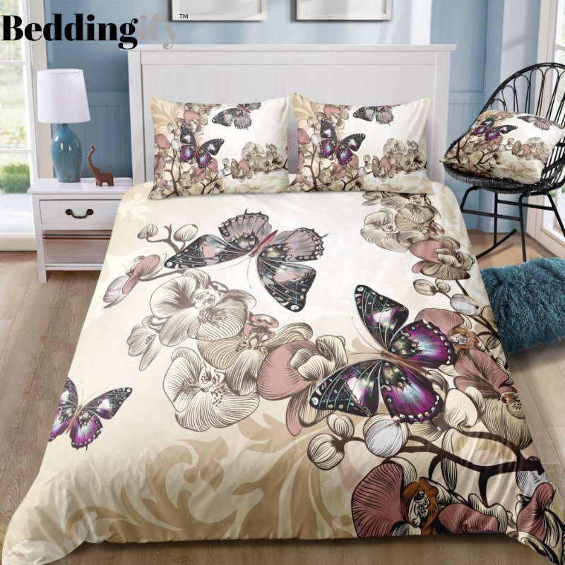 Orchid Butterflies Comforter Set - Beddingify