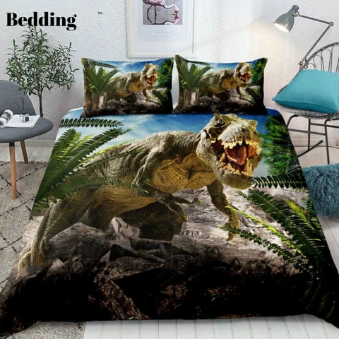 Image of 3D Dinosaur Destroy Park Bedding Set - Beddingify