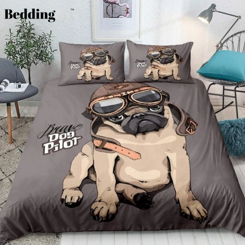 Image of Pilot Pug Bedding Set - Beddingify