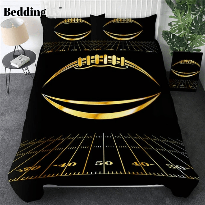 Gold American Football Luxury Comforter Set - Beddingify