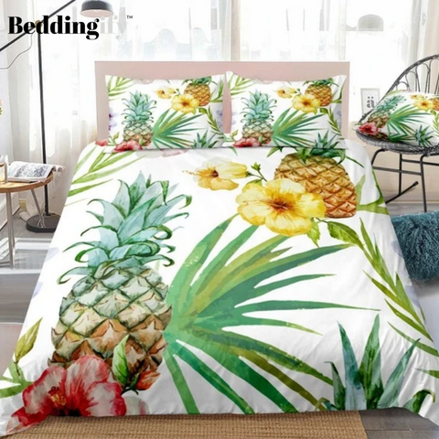 Image of Watercolor Pineapple Bedding Set - Beddingify