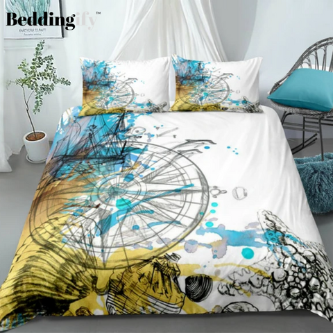 Image of Colorful Compass Colorful Bedding Set - Beddingify