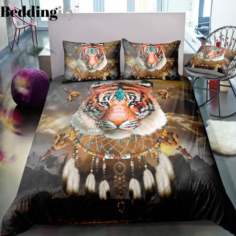 Image of Tribal Dreamcatcher Tiger Bedding Set - Beddingify
