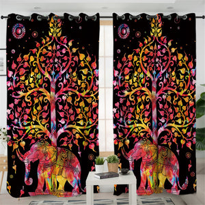 Elephant Mandala 2 Panel Curtains