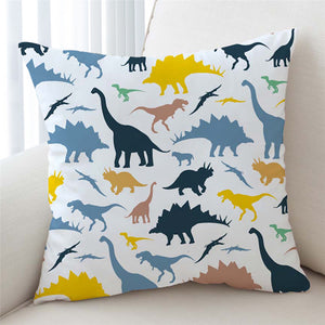 Dinosaur Colored Silhouettes Cushion Cover - Beddingify