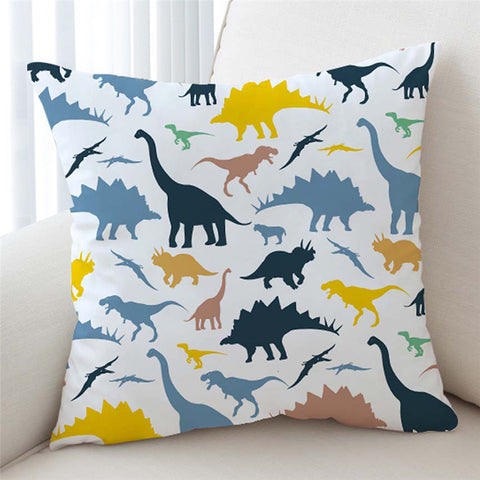 Image of Dinosaur Colored Silhouettes Cushion Cover - Beddingify