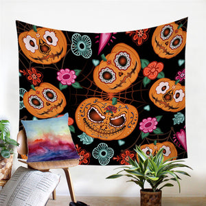 Spooky Pumpkins Tapestry - Beddingify