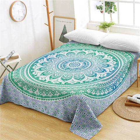 Image of Green Aura Mandala Flat Sheet - Beddingify