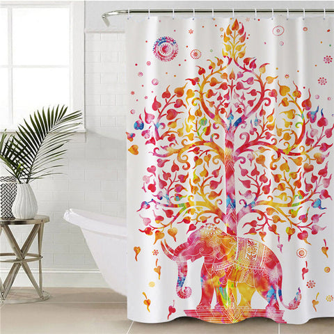 Image of Tree Of Life Elephant Shower Curtain