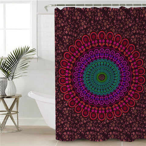 Image of Mandala Warm Color Themed Shower Curtain