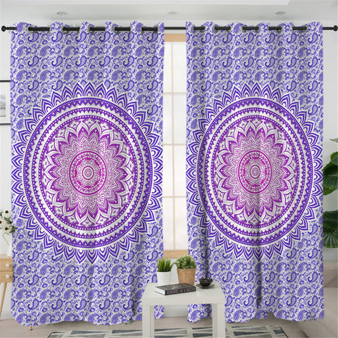 Image of Purple Mandala 2 Panel Curtains