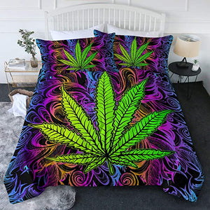 4 Pieces Hallucinate Canabis Comforter Set - Beddingify