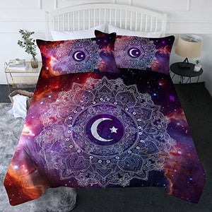 4 Pieces Luna Mandala 3D Nebula Comforter Set - Beddingify