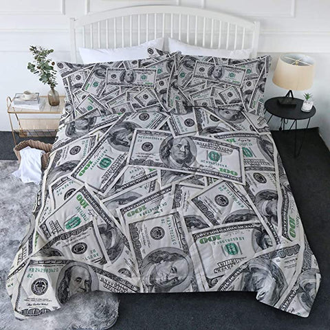 Image of 4 Pieces 3D Dollar Motif Comforter Set - Beddingify