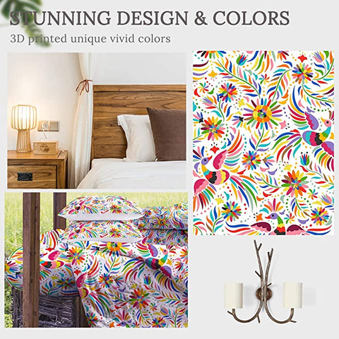 Image of 4 Pieces Colorful Peacocks Comforter Set - Beddingify