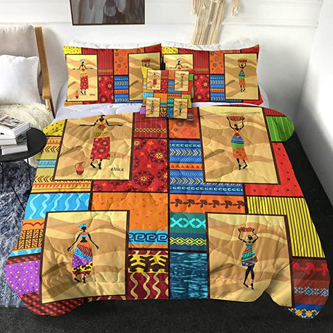Image of 4 Pieces African Ladies Patterned Comforter Set - Beddingify