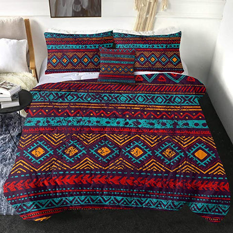 Image of 4 Pieces Aztec Pattern Comforter Set - Beddingify