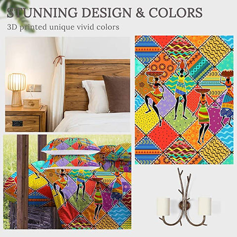 Image of 4 Pieces African Ladies Colorful Patterns Comforter Set - Beddingify