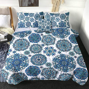 4 Pieces Mandala Protist Motif Comforter Set - Beddingify