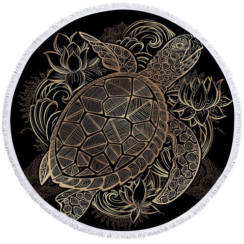 Image of The Original Sea Turtle Lotus Round Towel Set - Beddingify