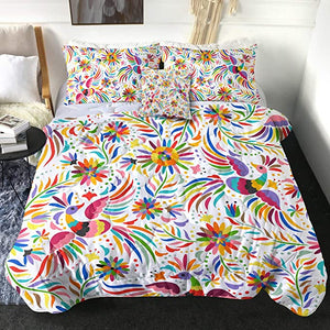 4 Pieces Colorful Peacocks Comforter Set - Beddingify