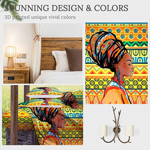 Image of 4 Pieces Colored African Lady Comforter Set - Beddingify