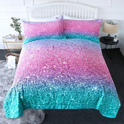 Image of 4 Pieces Glitter Color Transition Comforter Set - Beddingify